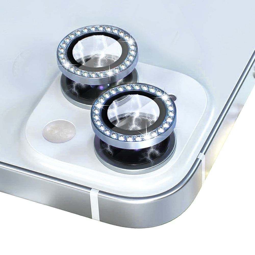 ELECTROPRIME For iPhone 15 / 15 Plus NORTHJO Camera Lens Protector Tempered Glass Metal Rhinestone Ring Film(Blue)