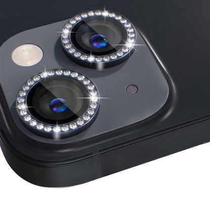 ELECTROPRIME For iPhone 15 / 15 Plus NORTHJO Camera Lens Protector Tempered Glass Metal Rhinestone Ring Film(Graphite)