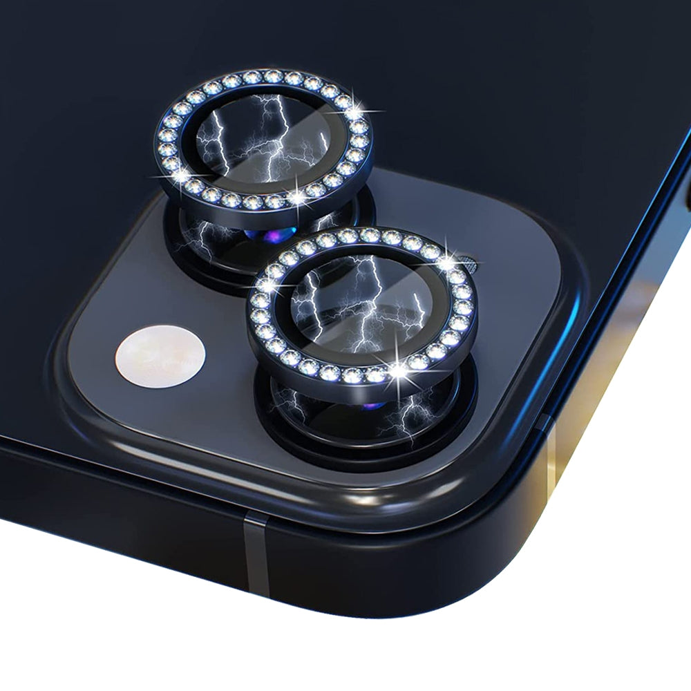 ELECTROPRIME For iPhone 15 / 15 Plus NORTHJO Camera Lens Protector Tempered Glass Metal Rhinestone Ring Film(Graphite)