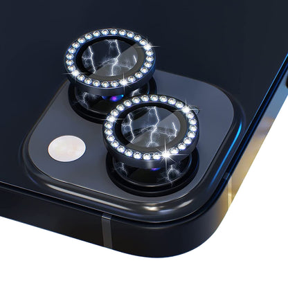 ELECTROPRIME For iPhone 15 / 15 Plus NORTHJO Camera Lens Protector Tempered Glass Metal Rhinestone Ring Film(Graphite)