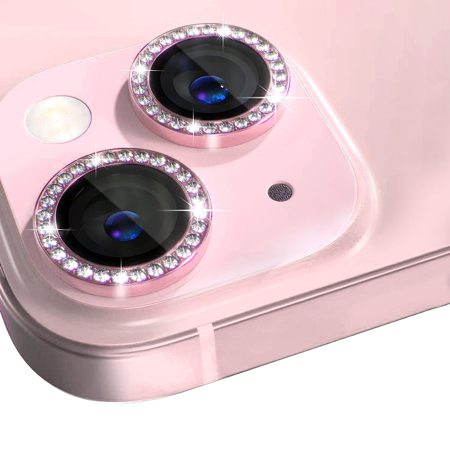 ELECTROPRIME For iPhone 15 / 15 Plus NORTHJO Camera Lens Protector Tempered Glass Metal Rhinestone Ring Film(Pink)