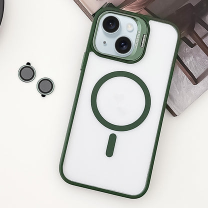 ELECTROPRIME For iPhone 15 MagSafe Acrylic Hybrid TPU Holder Phone Case with Lens film(Green)