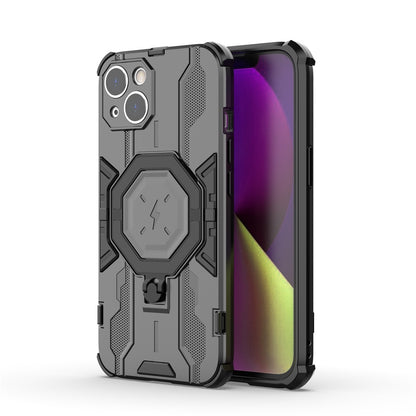 ELECTROPRIME For iPhone 15 Plus MagSafe Supersonic Armor Holder PC Hybrid TPU Phone Case(Black)
