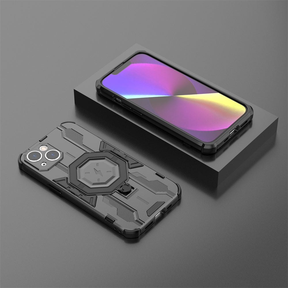 ELECTROPRIME For iPhone 15 Plus MagSafe Supersonic Armor Holder PC Hybrid TPU Phone Case(Black)