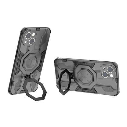 ELECTROPRIME For iPhone 15 Plus MagSafe Supersonic Armor Holder PC Hybrid TPU Phone Case(Black)