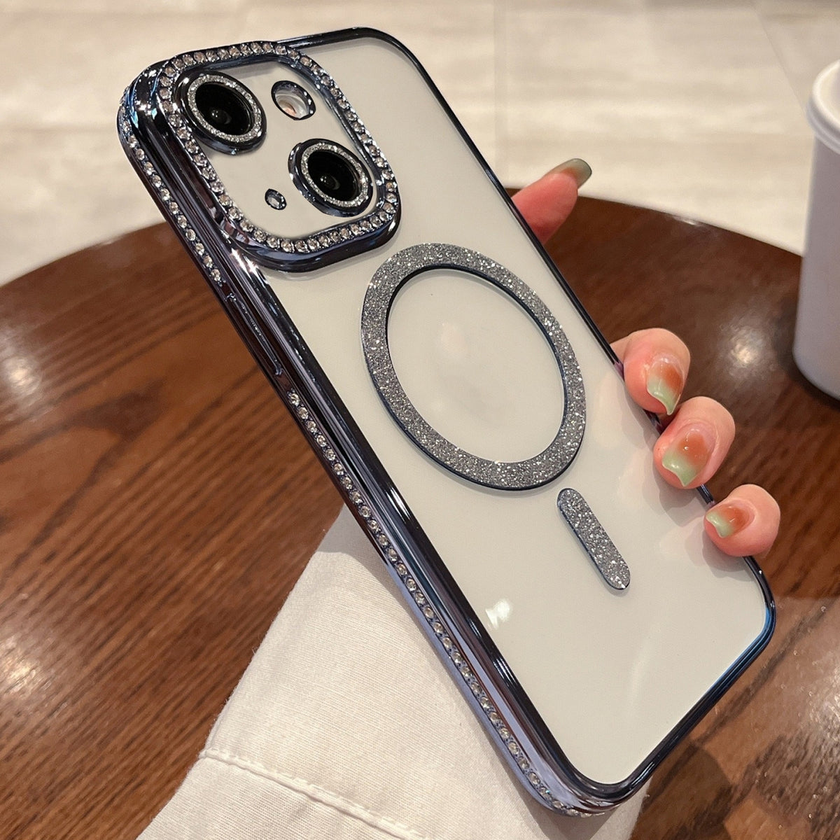 ELECTROPRIME For iPhone 15 Plus Diamond Plated MagSafe TPU Phone Case(Blue)