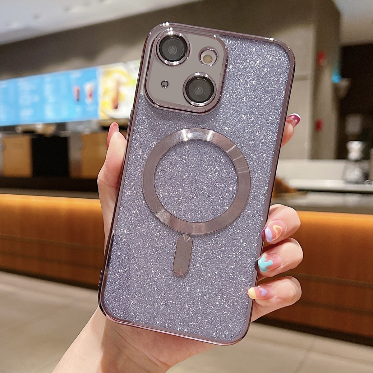 ELECTROPRIME For iPhone 15 Plus Glitter Electroplating MagSafe TPU Phone Case(Purple)