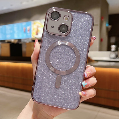 ELECTROPRIME For iPhone 15 Plus Glitter Electroplating MagSafe TPU Phone Case(Purple)