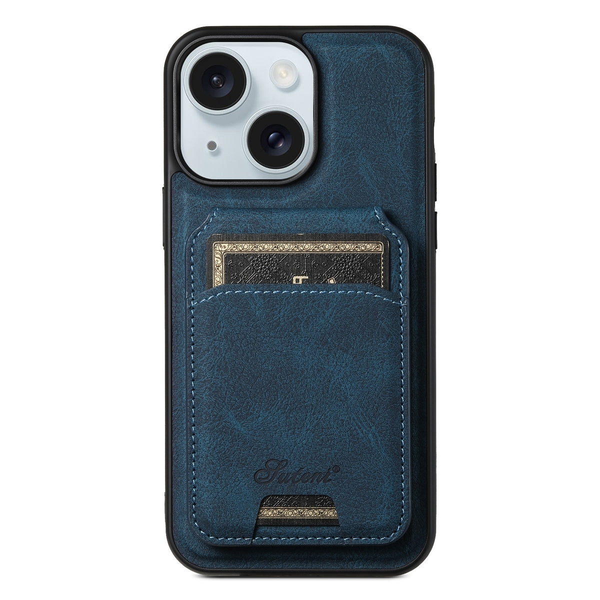 ELECTROPRIME For iPhone 15 Plus Suteni H16 Litchi Texture Leather Detachable Wallet Back Phone Case(Blue)