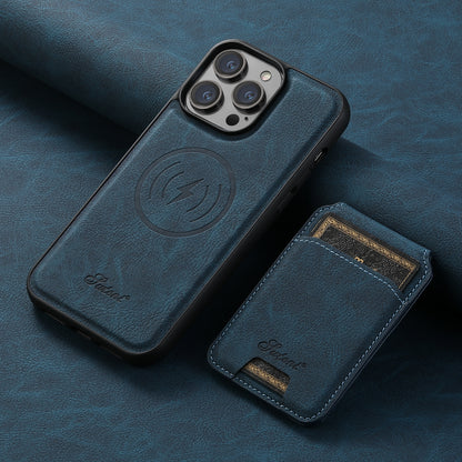 ELECTROPRIME For iPhone 15 Plus Suteni H16 Litchi Texture Leather Detachable Wallet Back Phone Case(Blue)