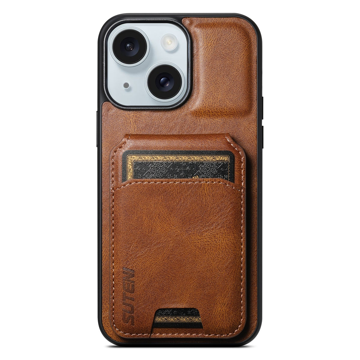 ELECTROPRIME For iPhone 15 Plus Suteni H02 Leather Wallet Stand Back Phone Case(Brown)