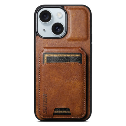 ELECTROPRIME For iPhone 15 Plus Suteni H02 Leather Wallet Stand Back Phone Case(Brown)