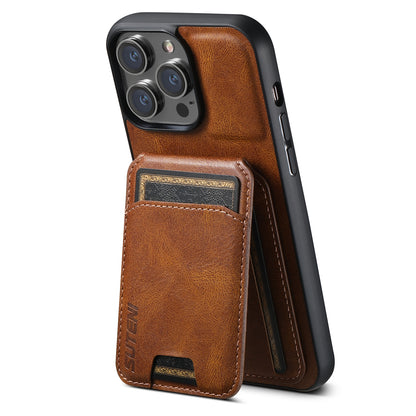 ELECTROPRIME For iPhone 15 Plus Suteni H02 Leather Wallet Stand Back Phone Case(Brown)