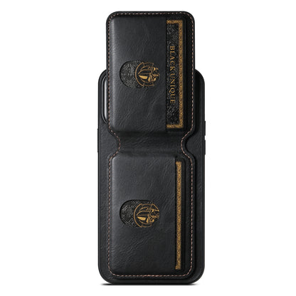 ELECTROPRIME For iPhone 15 Suteni H02 Leather Wallet Stand Back Phone Case(Black)