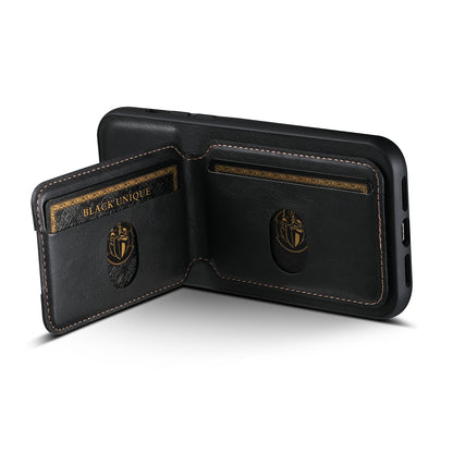 ELECTROPRIME For iPhone 15 Suteni H02 Leather Wallet Stand Back Phone Case(Black)