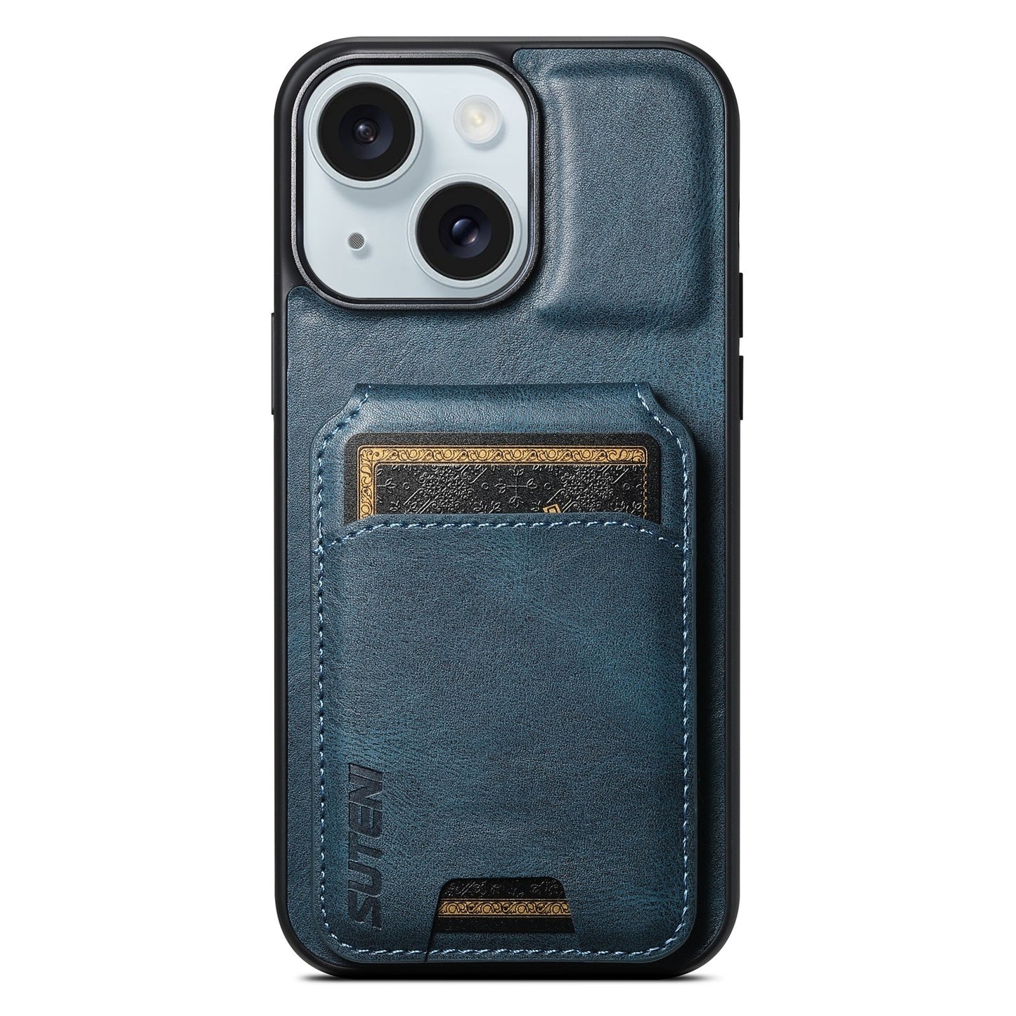 ELECTROPRIME For iPhone 15 Suteni H02 Leather Wallet Stand Back Phone Case(Blue)