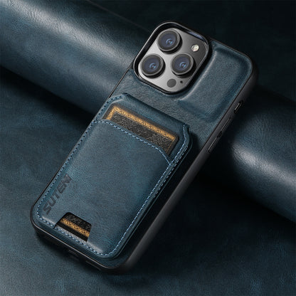 ELECTROPRIME For iPhone 15 Suteni H02 Leather Wallet Stand Back Phone Case(Blue)