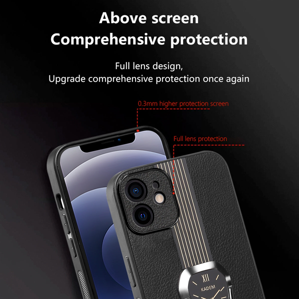 ELECTROPRIME For iPhone 15 Magnetic Litchi Leather Back Phone Case with Holder(Black)