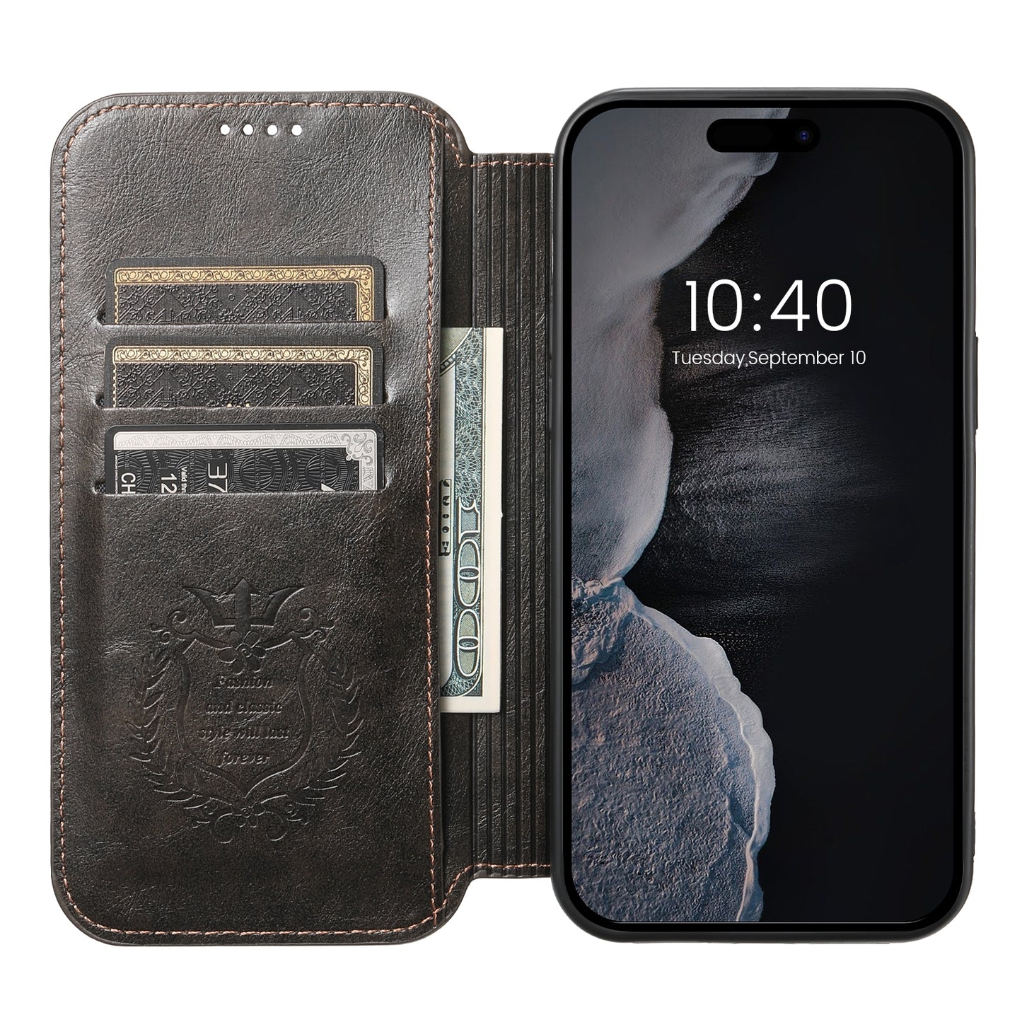 ELECTROPRIME For iPhone 15 Suteni J05 Leather Magnetic MagSafe Phone Case(Black)