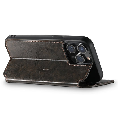 ELECTROPRIME For iPhone 15 Suteni J05 Leather Magnetic MagSafe Phone Case(Black)