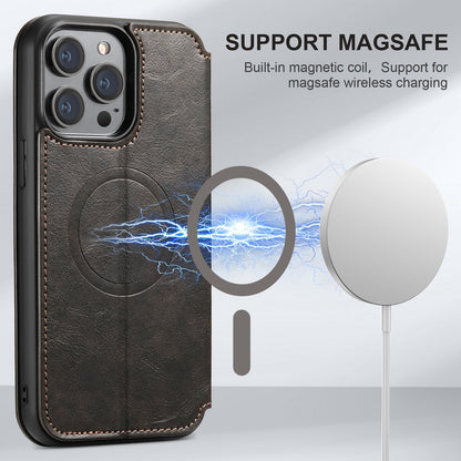ELECTROPRIME For iPhone 15 Suteni J05 Leather Magnetic MagSafe Phone Case(Black)