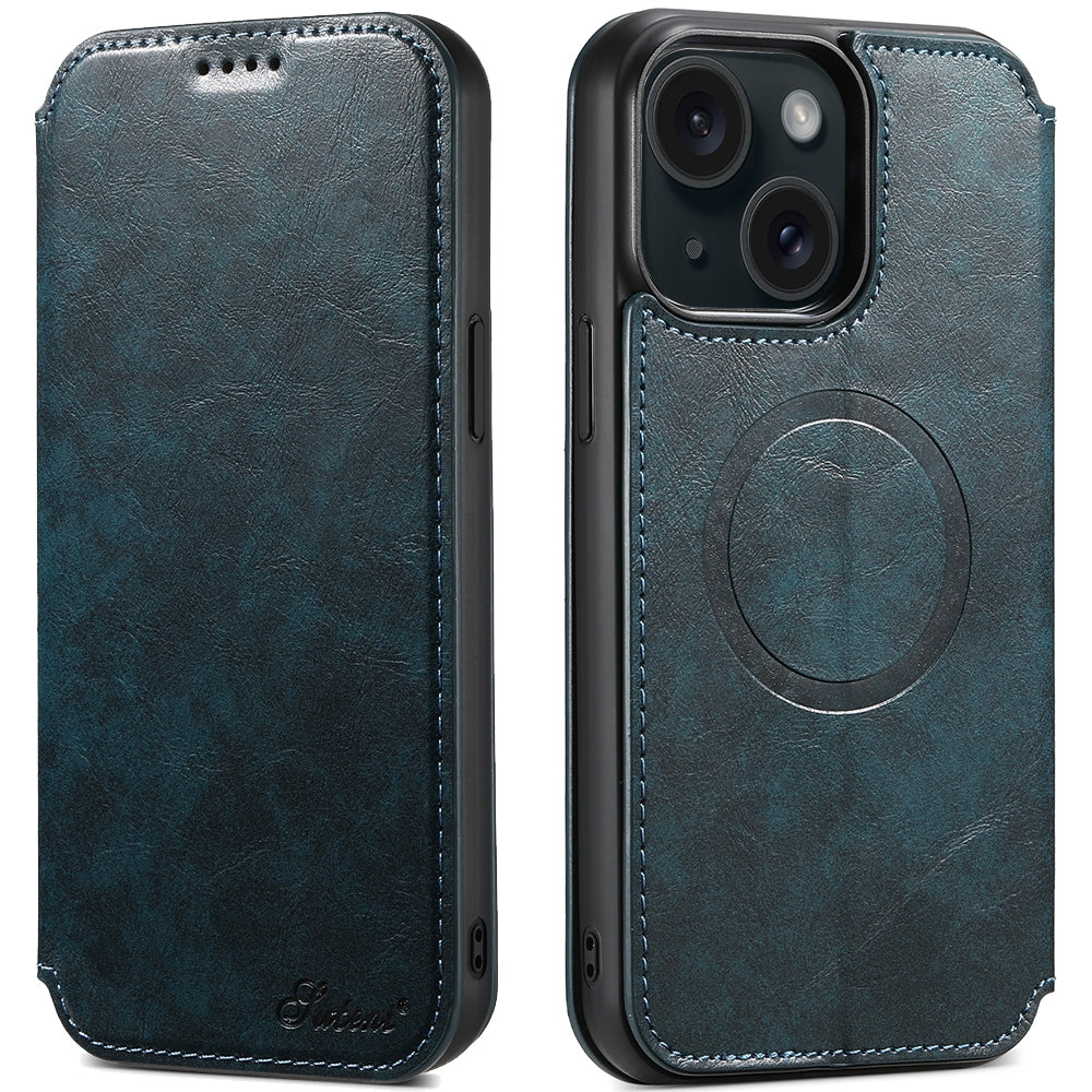 ELECTROPRIME For iPhone 15 Suteni J05 Leather Magnetic MagSafe Phone Case(Blue)