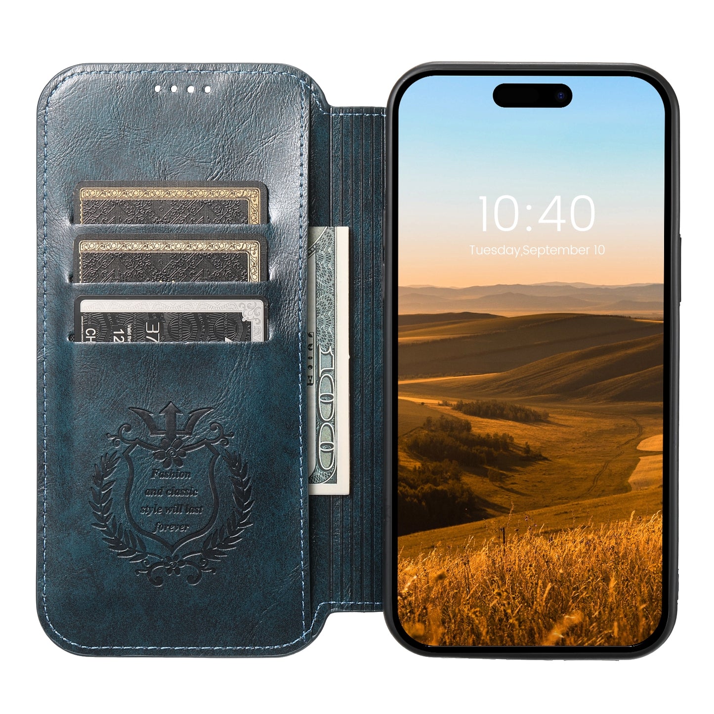 ELECTROPRIME For iPhone 15 Suteni J05 Leather Magnetic MagSafe Phone Case(Blue)