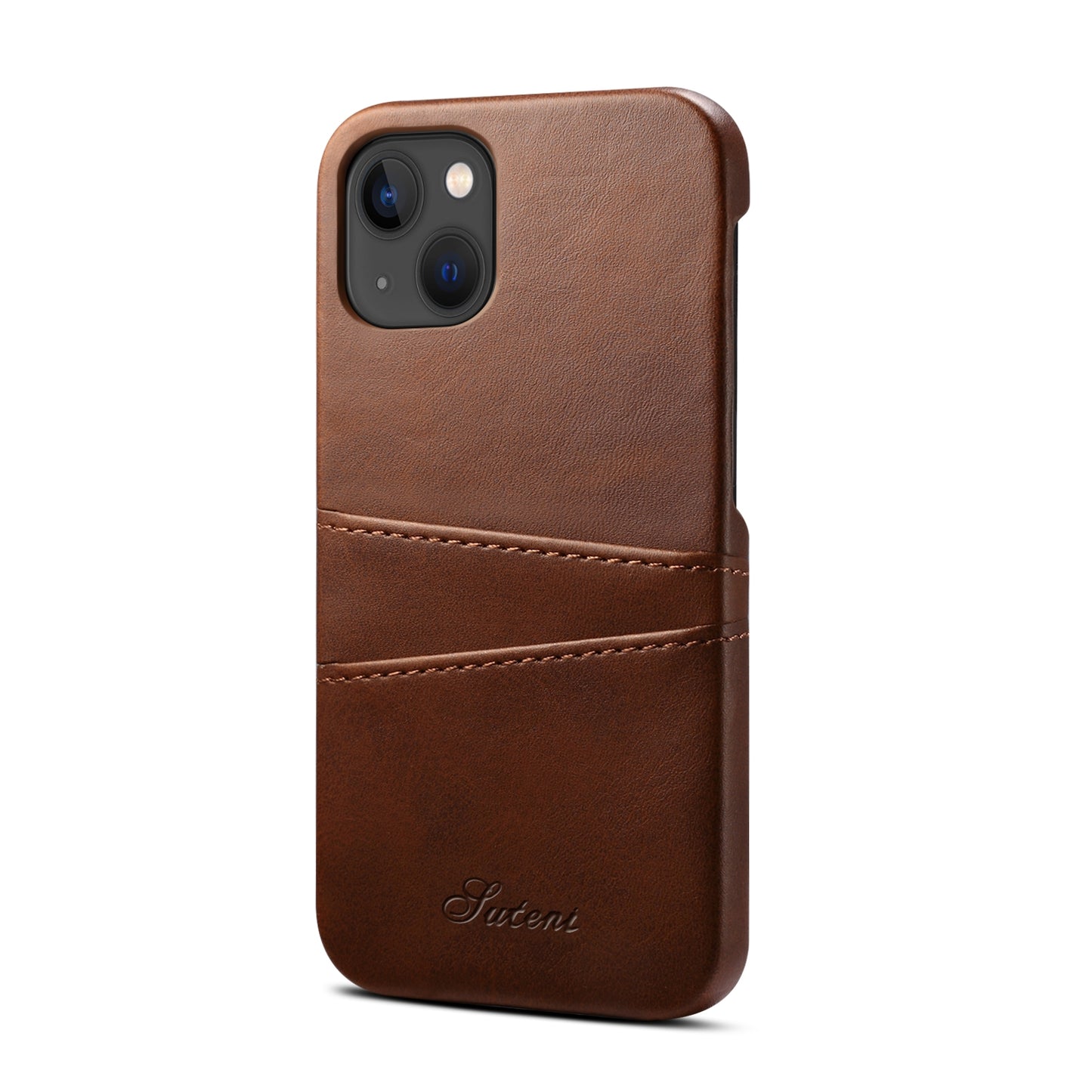 ELECTROPRIME For iPhone 15 Suteni Calf Texture Back Cover Phone Case with Card Slots(Brown)