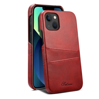 ELECTROPRIME For iPhone 15 Suteni Calf Texture Back Cover Phone Case with Card Slots(Red)