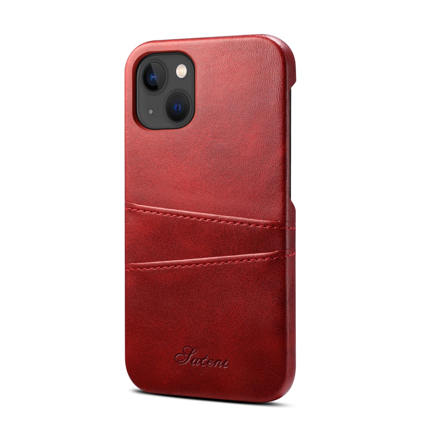 ELECTROPRIME For iPhone 15 Suteni Calf Texture Back Cover Phone Case with Card Slots(Red)
