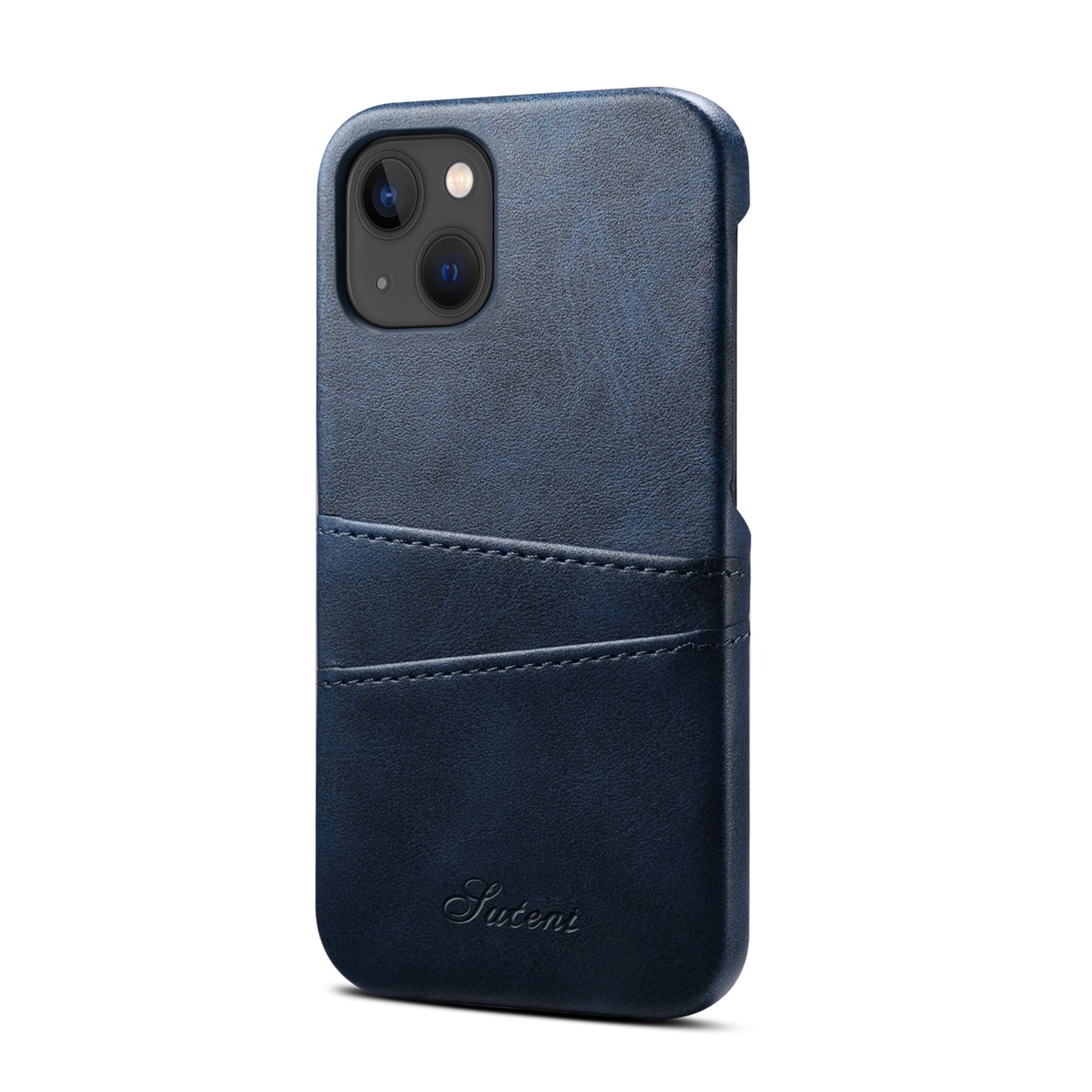 ELECTROPRIME For iPhone 15 Suteni Calf Texture Back Cover Phone Case with Card Slots(Blue)