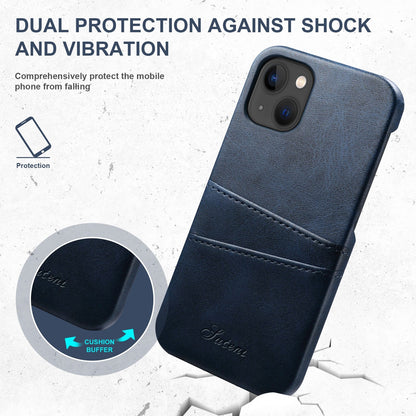 ELECTROPRIME For iPhone 15 Suteni Calf Texture Back Cover Phone Case with Card Slots(Blue)