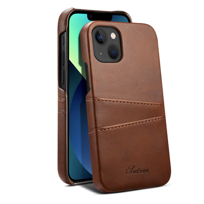 ELECTROPRIME For iPhone 15 Plus Suteni Calf Texture Back Cover Phone Case with Card Slots(Brown)