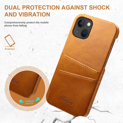 ELECTROPRIME For iPhone 15 Plus Suteni Calf Texture Back Cover Phone Case with Card Slots(Brown)