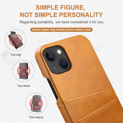 ELECTROPRIME For iPhone 15 Plus Suteni Calf Texture Back Cover Phone Case with Card Slots(Brown)
