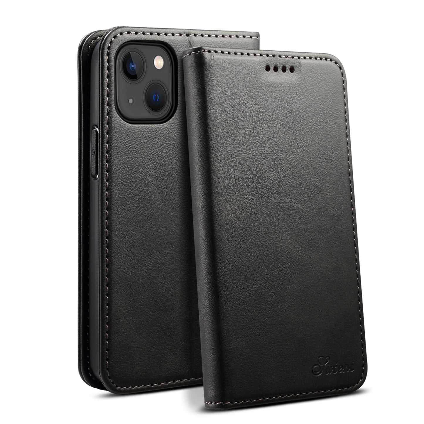 ELECTROPRIME For iPhone 15 Suteni Calf Texture Horizontal Flip Leather Phone Case(Black)