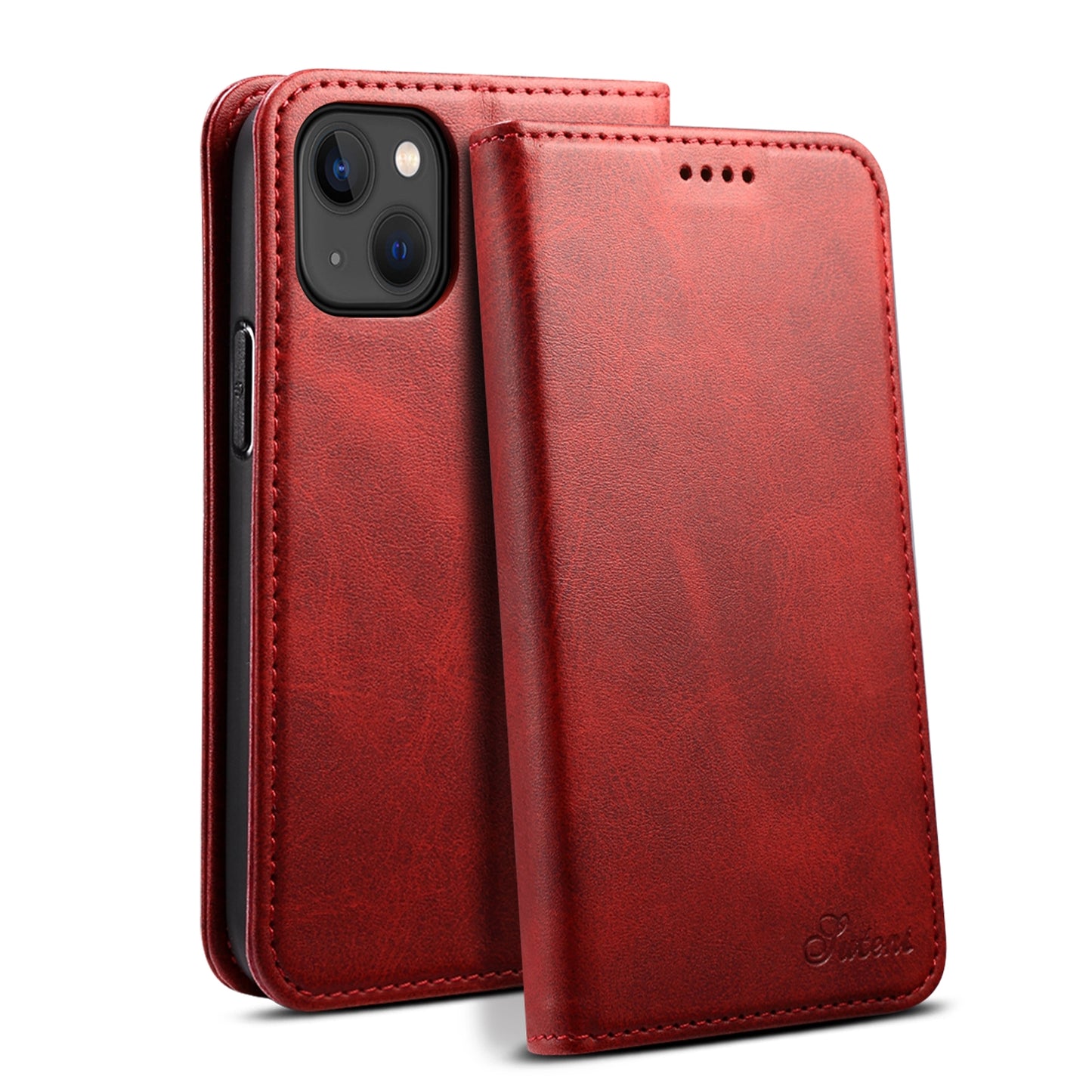 ELECTROPRIME For iPhone 15 Suteni Calf Texture Horizontal Flip Leather Phone Case(Red)