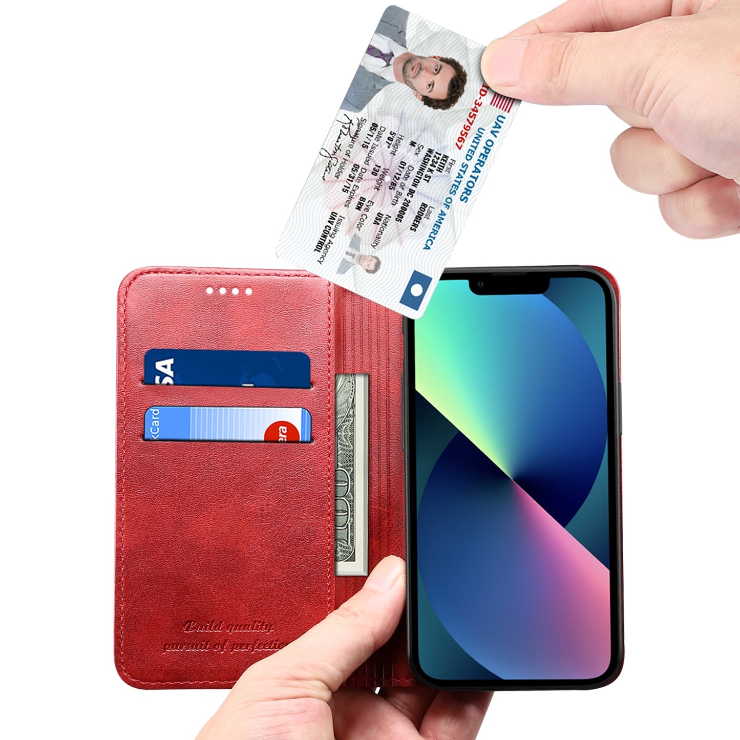 ELECTROPRIME For iPhone 15 Suteni Calf Texture Horizontal Flip Leather Phone Case(Red)