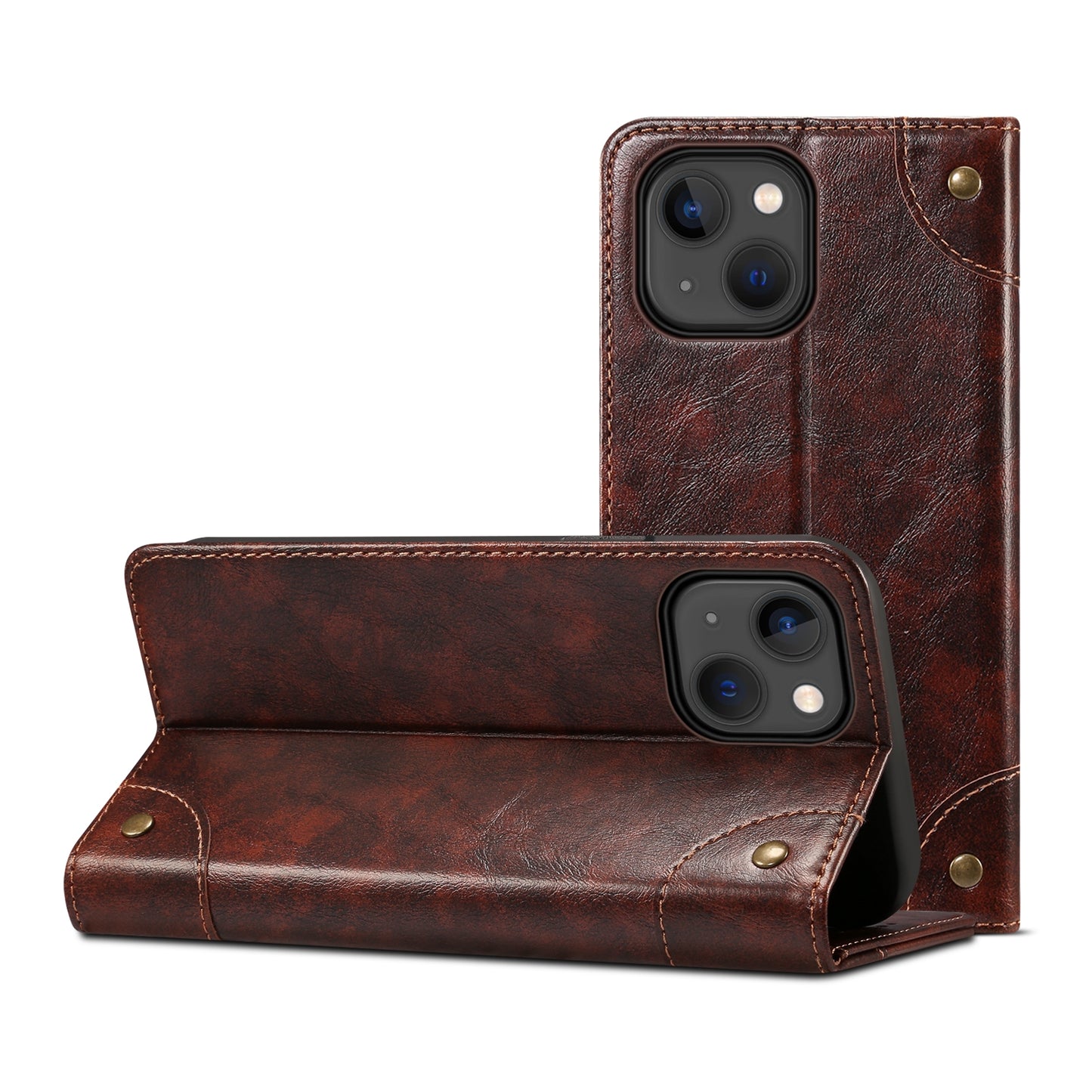 ELECTROPRIME For iPhone 15 Suteni Baroque Calf Texture Buckle Wallet Leather Phone Case(Brown)