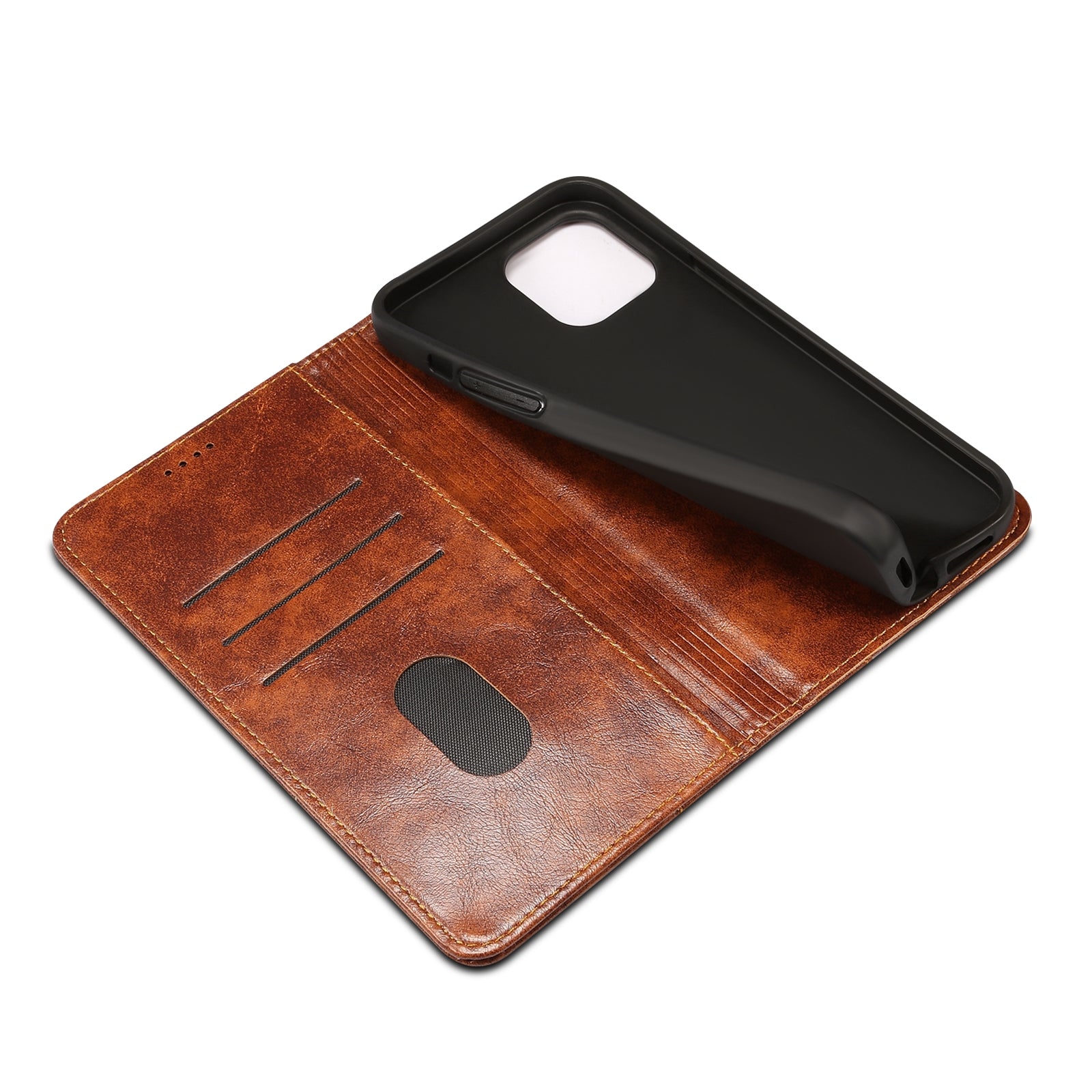 ELECTROPRIME For iPhone 15 Suteni Baroque Calf Texture Buckle Wallet Leather Phone Case(Brown)