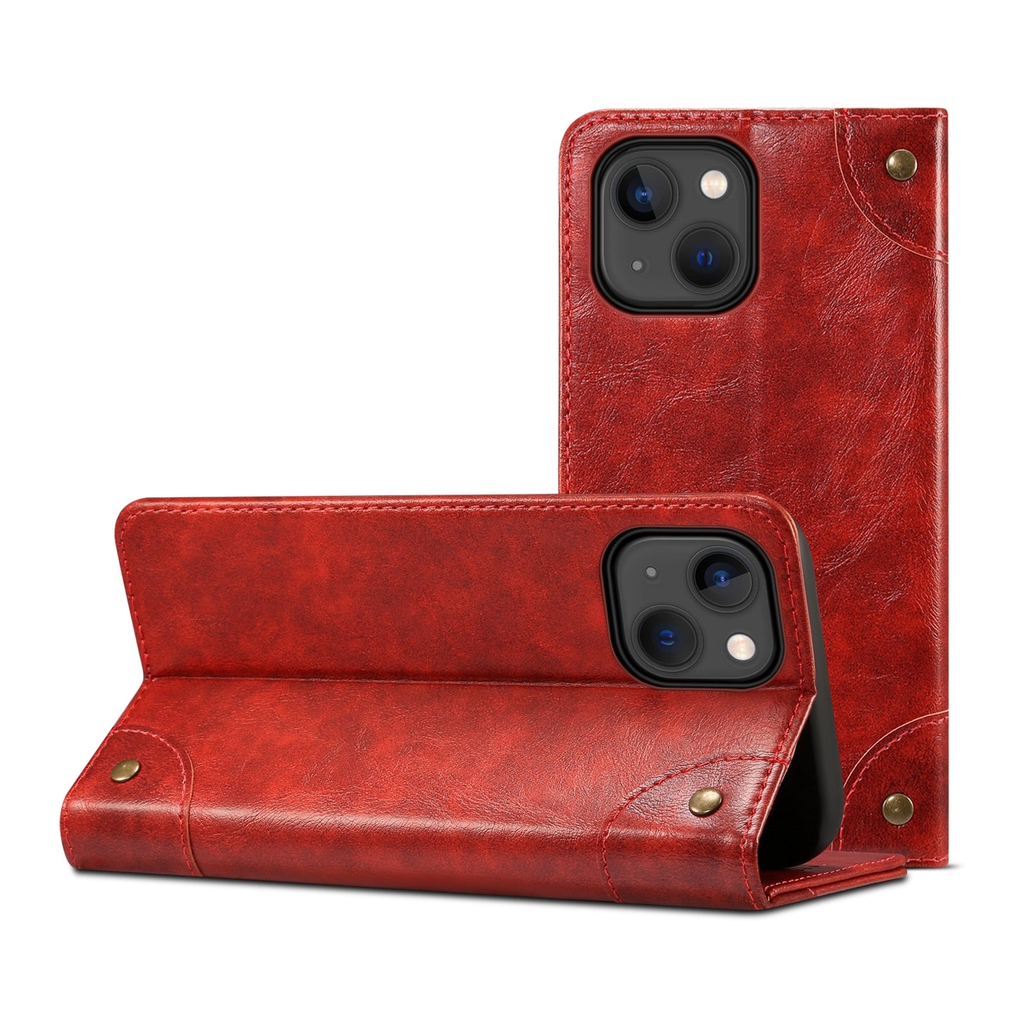 ELECTROPRIME For iPhone 15 Suteni Baroque Calf Texture Buckle Wallet Leather Phone Case(Red)