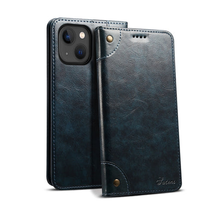 ELECTROPRIME For iPhone 15 Suteni Baroque Calf Texture Buckle Wallet Leather Phone Case(Blue)