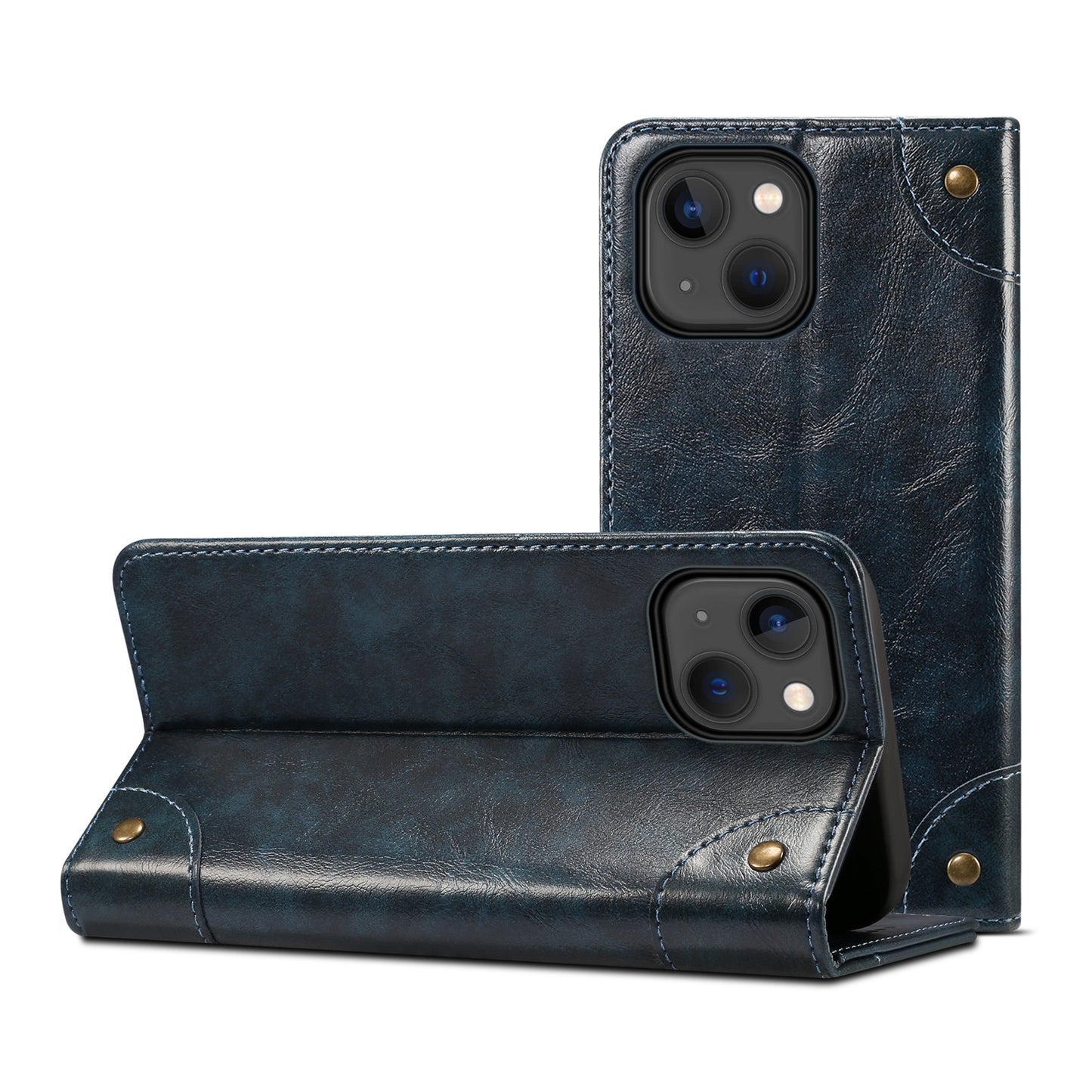 ELECTROPRIME For iPhone 15 Suteni Baroque Calf Texture Buckle Wallet Leather Phone Case(Blue)