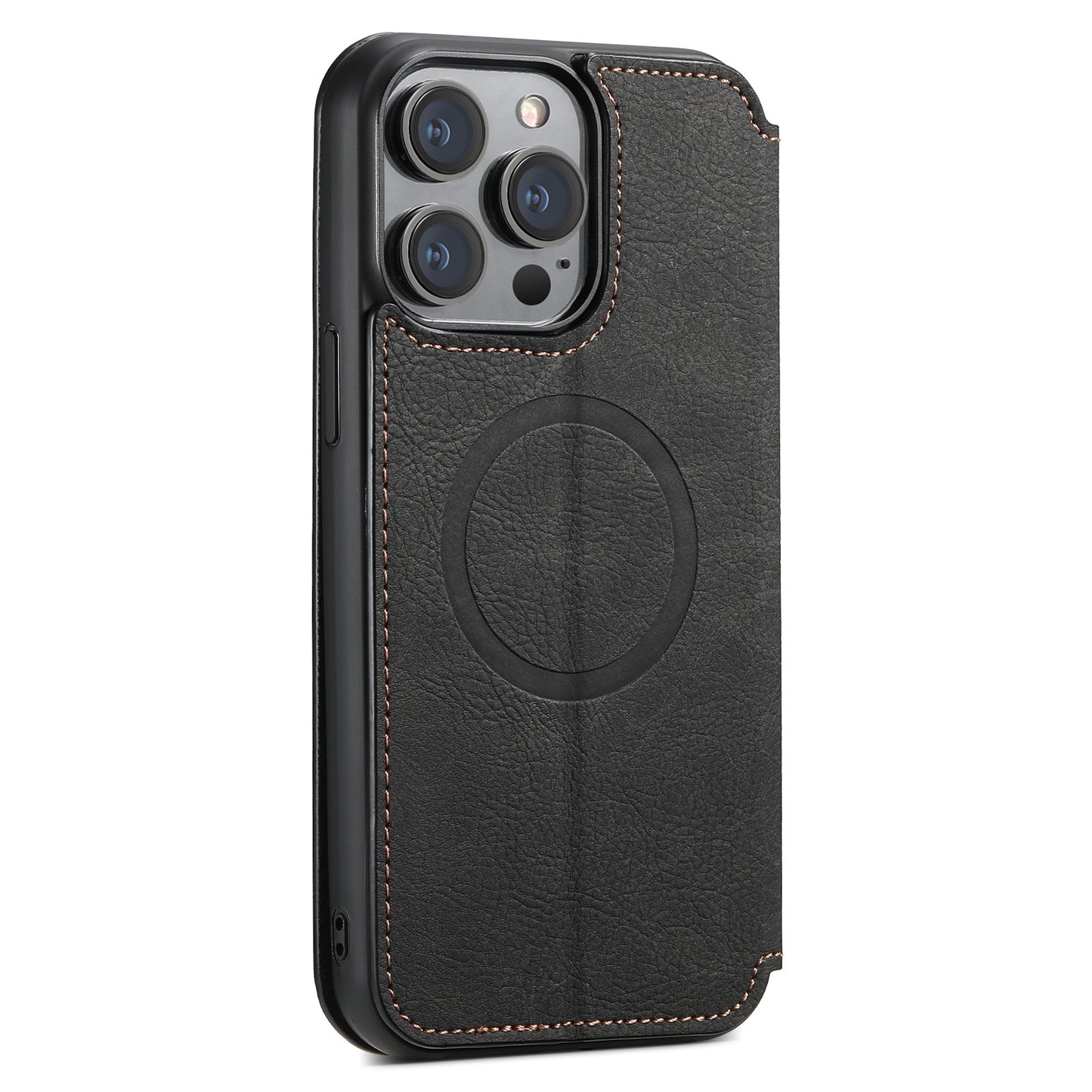 ELECTROPRIME For iPhone 15 Suteni J06 Retro Matte Litchi Texture Leather MagSafe Phone Case(Black)