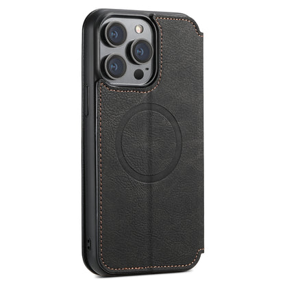 ELECTROPRIME For iPhone 15 Suteni J06 Retro Matte Litchi Texture Leather MagSafe Phone Case(Black)