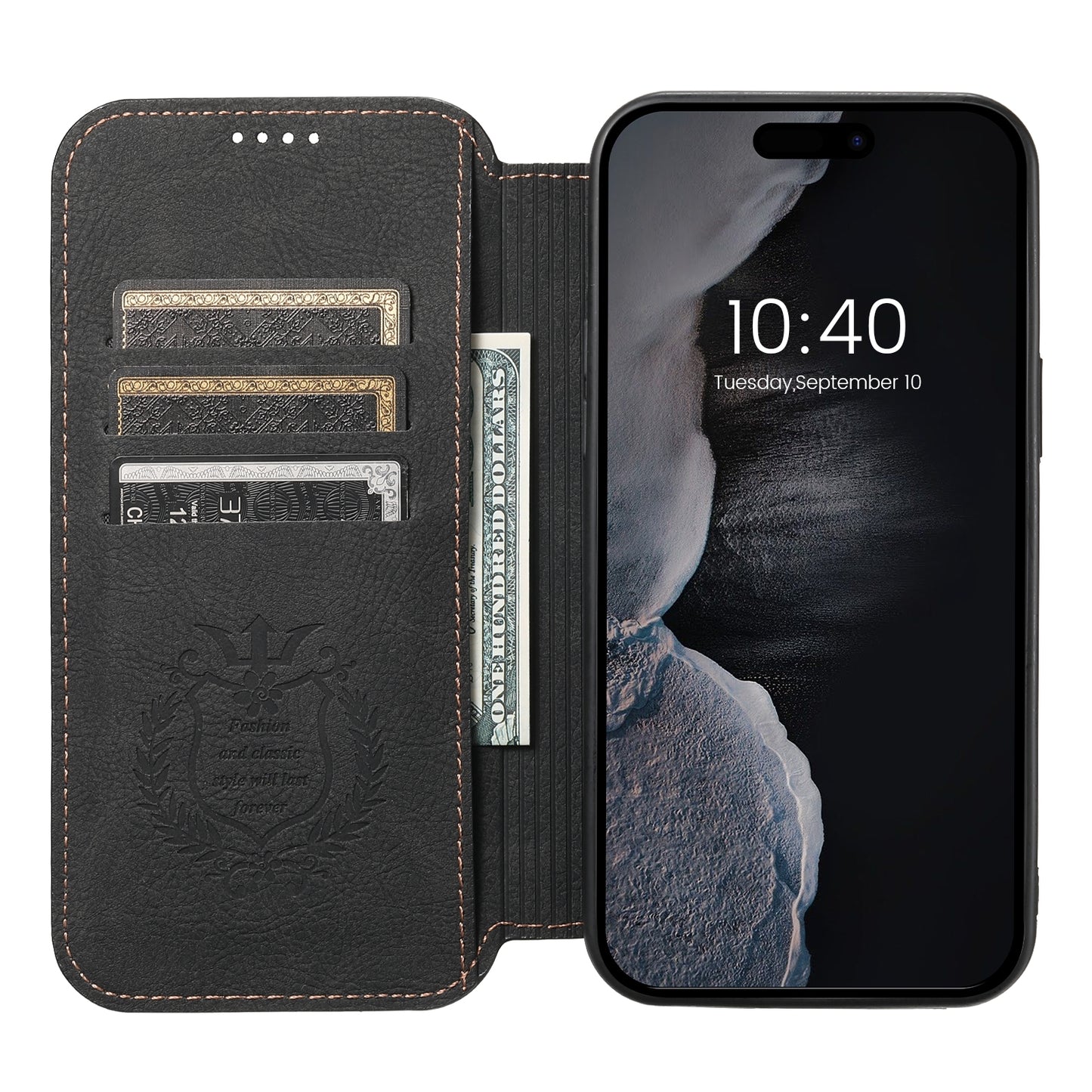 ELECTROPRIME For iPhone 15 Suteni J06 Retro Matte Litchi Texture Leather MagSafe Phone Case(Black)