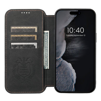 ELECTROPRIME For iPhone 15 Suteni J06 Retro Matte Litchi Texture Leather MagSafe Phone Case(Black)