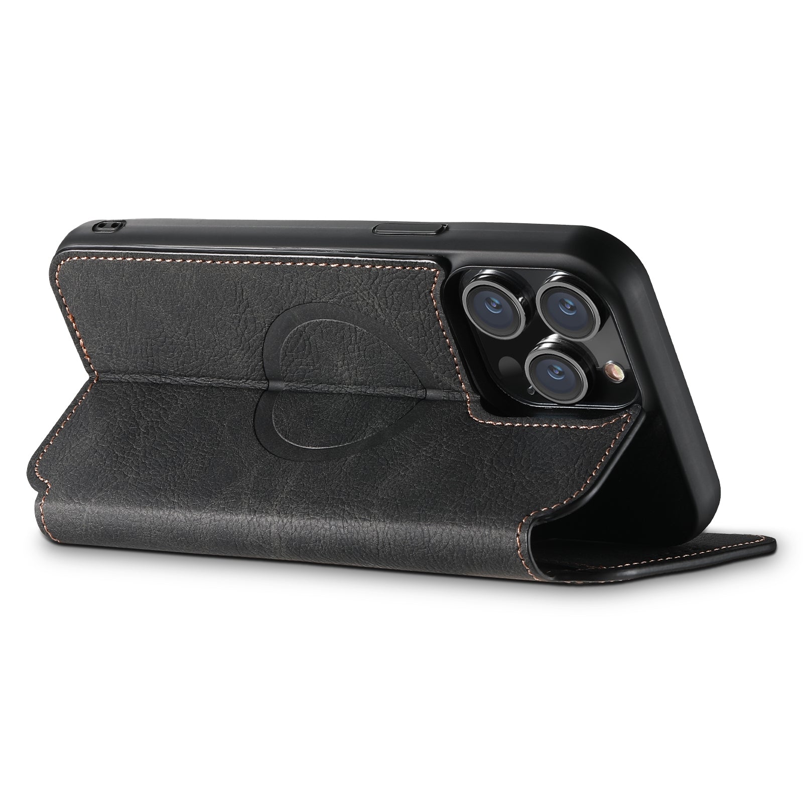 ELECTROPRIME For iPhone 15 Suteni J06 Retro Matte Litchi Texture Leather MagSafe Phone Case(Black)
