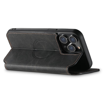 ELECTROPRIME For iPhone 15 Suteni J06 Retro Matte Litchi Texture Leather MagSafe Phone Case(Black)