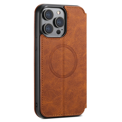 ELECTROPRIME For iPhone 15 Suteni J06 Retro Matte Litchi Texture Leather MagSafe Phone Case(Khaki)